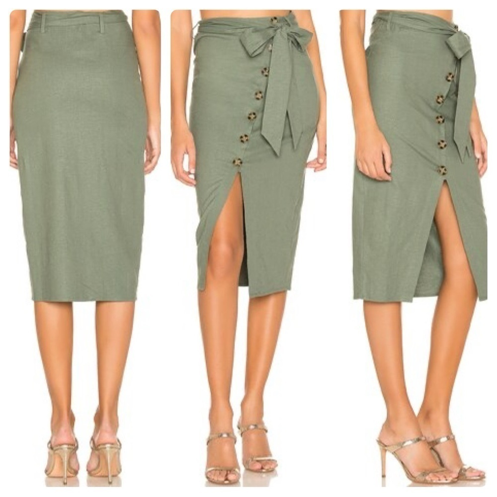 Lovers and Friends Midi Skirt in Sage Green (15)